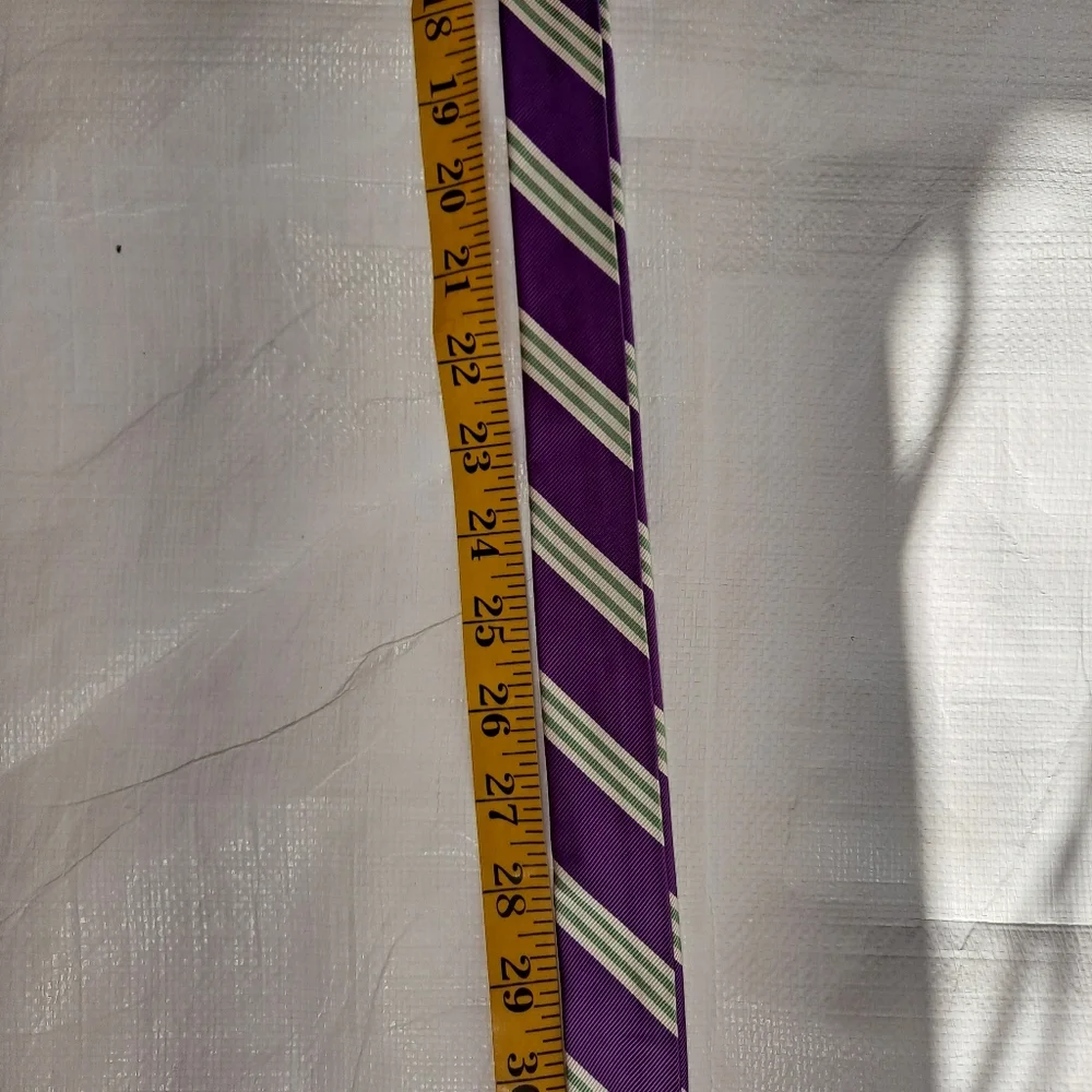 J. Crew Purple And Green Stripe Silk Tie Double D Ring Belt - Picture 9 of 10